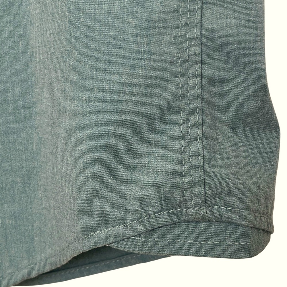 Wrangler Mens Button Down Shirt 2XL Green Short Sleeve Stretch Poplin Relaxed - Picture 6 of 9